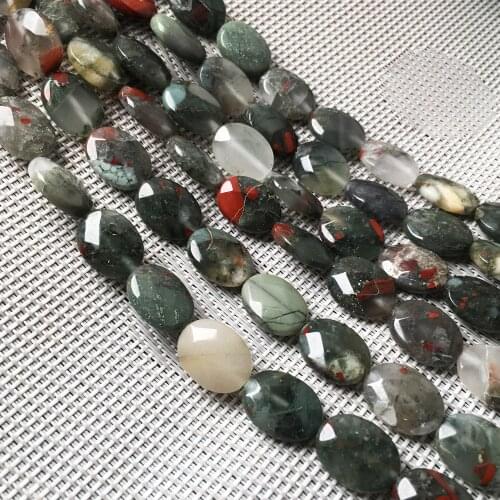 Natural African Bloodstone Beaded Egg Shape Faceted Section Loose Beads for Bracelet Necklace Making DIY Jewelry Accessories