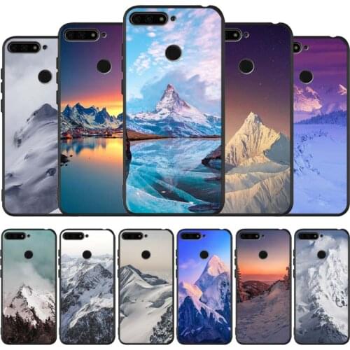 Snowy Mountain Landscape black Silicone Phone Case For honor 30 20 Pro 8 8X 9 10 20 Lite Mate 10 20 30 Lite Pro cover