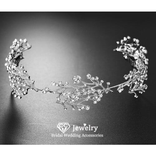 CC Bridal Tiaras and Crowns Wedding Accessories Women Hairbands Engagement Leaf Shape Headdress With Combs Trendy Hairwear HS82