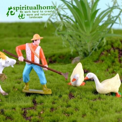 Farm PVC Craft Gift Landscape DIY plastic animal decoration farmer Horse Cow Animal miniature figurines Modern Home Decoration