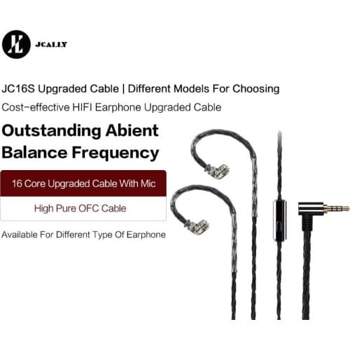JCALLY JC16S 5N High-purity oxygen-free copper Earbuds Cable OFC wire 16 shares with Microphone 0.78mm MMCX QDC Earphones