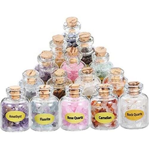 Kraft-beads Wholesale 9 Pcs Mixed Color Small Stone Wish Bottle Pendant For Christmas Gift Jewelry