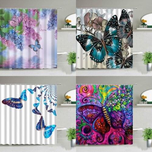 Beautiful butterfly shower curtains panda shower curtain light blue shower curtain curtain bathroom african bathroom decor