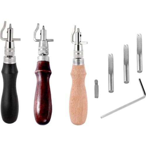 LMDZ 7 in 1 DIY Adjustable Leather Stitching Groover Skiving Edge Beveler Tools For Leathercraft Sew Crease Grooving Tool