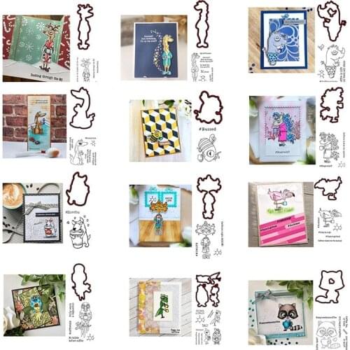Reindeer Dog Cat Bees Metal Cutting Dies&Coordinating Stamp For Scrapbooking Craft Embossing Stencil Die Cut Card Photo Album