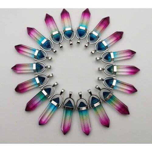 Fashion glass crystal pillar Pendants & necklaces for making Jewelry new charm pendulum accessory 24pcs/lot Free shipping
