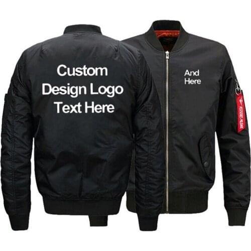 USA SIZE Free Design Customize Logo Mens Bomber Jackets Winter thicken DIY Customized Coats Warm Zipper FLIGHT JACKET Drop Ship