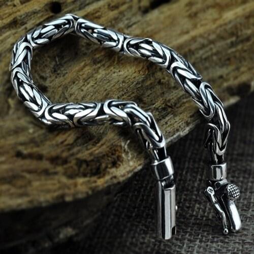 925 silver bracelet simple personality male bracelet creative couple fashion retro Thai silver jewelry