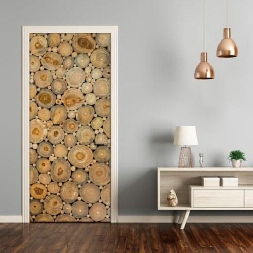 Hot Fashion Door Mural Wood Stake Gate Door Sticker DIY Self-adhesive Waterproof Wallpaper Poste for Home Decoration Gift