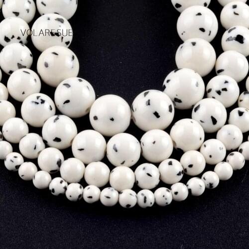 Natural Black Spot Bodhi Seed Stone Round Loose Beads For Jewelry Making 4-10mm Spacer Beads Fit Diy Bracelet Necklace 15”Strand
