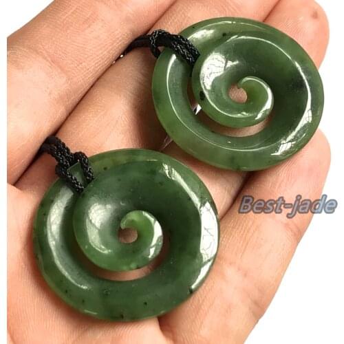 Natural Green Nephrite Round hook pendant Maori style Jewelry gift New Zealand POUNAMU Necklace Canadian jade Aquaman Greenstone