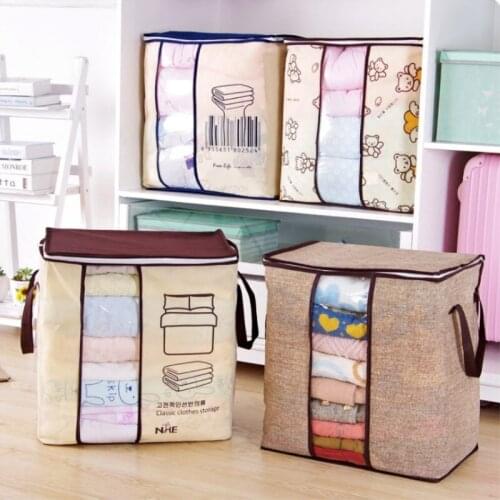 New Non-woven Portable Clothes Storage Bag Organizer 45.5*51*29cm Folding Closet Organizer For Pillow Quilt Blanket Bedding