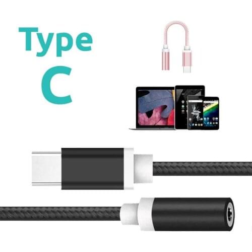 New Braided Cable Adapter USB-C Type C To 3.5mm Jack Headphone Cable Audio Aux Cable Adapter For Xiaomi Huawei For Smart Phone