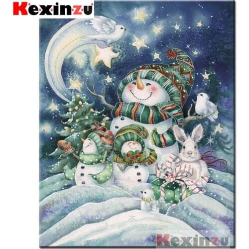 New product Kexinzu Full 5D DIY Square/Round Drill Diamond Painting "snowman" Diamond Embroidery Cross Stitch 3D Decor Gift K@#6