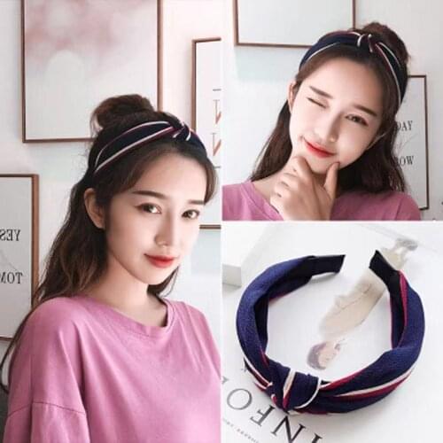 Two Color Stitching Simple Wide Edge Hairband Girl Satin Lady Student Female Hairpin
