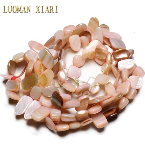 Wholesale 9-16 mm Irregular Dyed Light Pink Natural Shell Side Hole Beads For Jewelry Making DIY Necklace Bracelet Strand 34