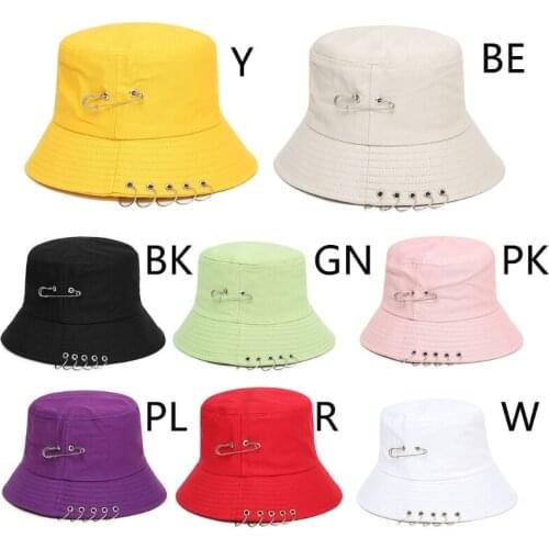 Bucket Hat with Clip Pin Design Fisherman Hat Travel Sun Hat Outdoor Hat for Men Women with Flat Round Top