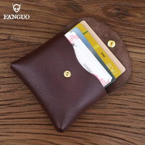 Portable Genuine Leather Coin Purse Handmade Vintage Cow Leather Credit Card Holder Purse Small Storage Wallet For Women, Men