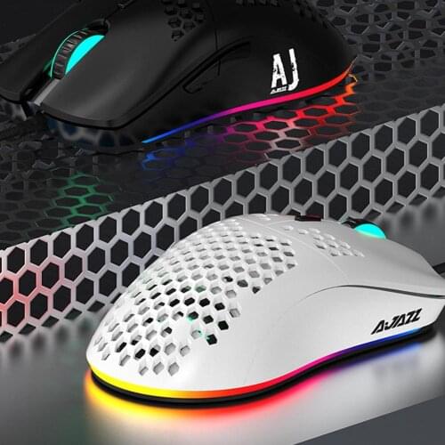AJ390 Wired Hollow-out 6 LED Light Adjustable 16000DPI 7 Keys Gaming Mouse Mice computer accessories