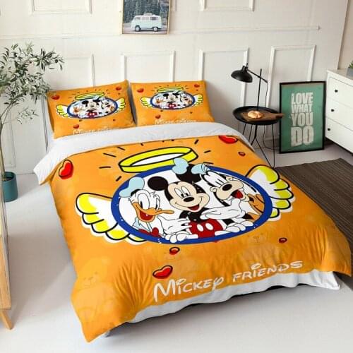 Disney Cartoon Mickey Mouse Minnie Mouse Down Quilt Cover Pillowcase Boys & Girls Bedroom Decoration Gift Bedding Home Textile