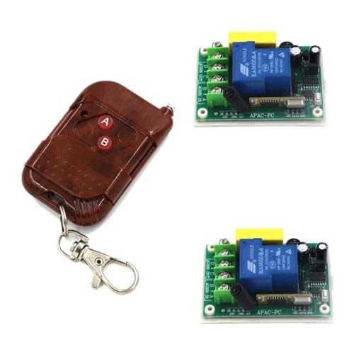 RF AC 220V 3000W 1 Channel 30A Relay Wireless Learning Remote Control Switch Wooden Frame Transmitter SKU: 5520