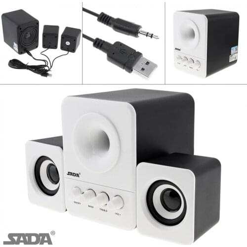 SADA D-203 Wired Mini Bass Cannon 3W PC Combination Speaker Mobile PC Speaker with 3.5mm Stereo Jack and USB 2.1 Wired Powered