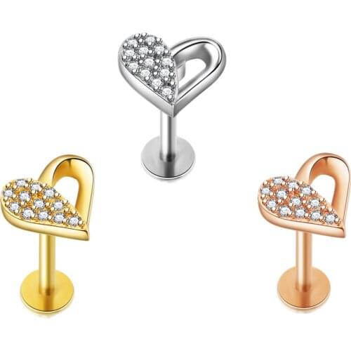 16G Forward Helix Earring Cartilage Tragus Earrings Stud 8mm 6mm Stainless Steel Rose Gold Lip Rings Labret Studs Monroe