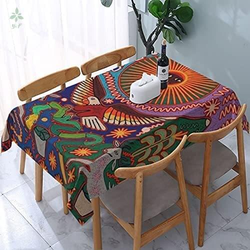 Oaxaca Mexico Mexican Mayan Tribal Tablecloth Rectangle Polyester Table Cover For Picnic Party Dining Room