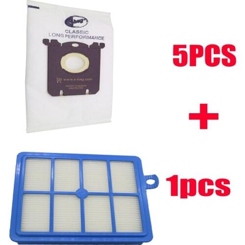 6pcs/set Free Shipping 1pc Replacement hepa filter 5pcs Dust Bags for Electrolux Vacuum Cleaner filter electrolux hepa and S-BAG