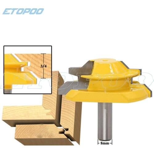 Alloy 45 degree Milling Tenon Cutter Woodworking Engraving Cutting Milling Cutter Tools 8MM Shank