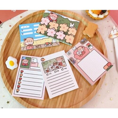 Lovely girl cartoon message note Cartoon N times sticker paper notes Novelty sticker notebook 5pcs/lot