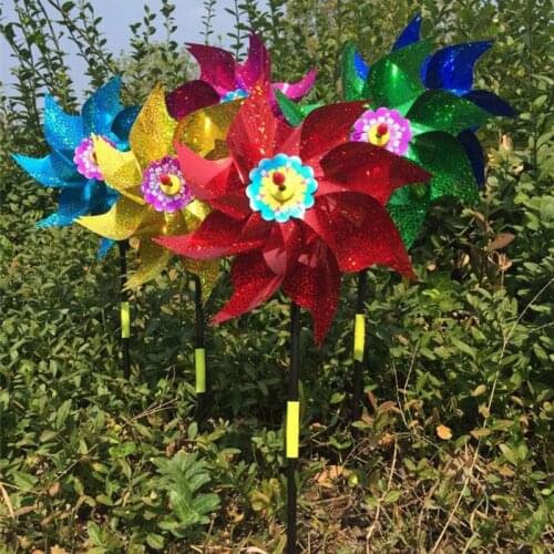 Wind Spinner Windmill Toys Kids Gifts Garden Decoration Rotation Glitter Sequin Windmills Glow Colorful Toy Home Ornaments
