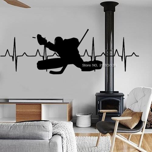 Hockey Goalie Heartbeat Vinyl Decal Sticker For Bedside Art Bedroom Wall Decor Murals Posters Removable Wall Stickers New LC1456