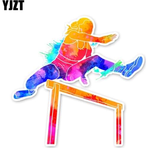 YJZT 13.7*14CM Hurdles Running Fitness Movement Accessories Car Sticker Bumper 11A-1836