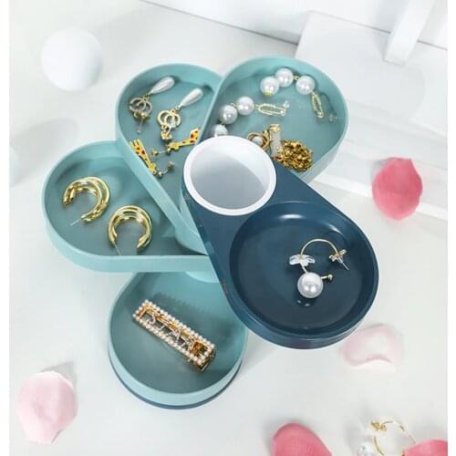 Rotatable Jewelry Organizer Box Portable Storage Tray Case Accessories for Earrings Necklaces Bracelets TS1