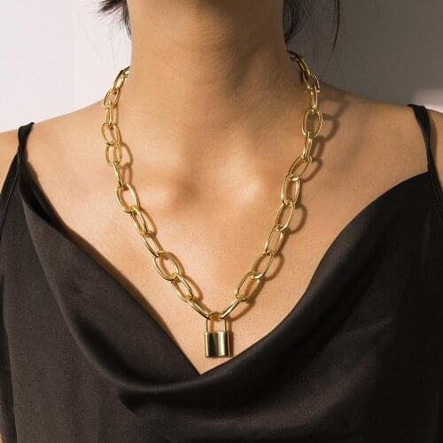 Jewelry Exaggerated Thick Chain Geometric Necklace Female Simple Tempered Lock Single-layer Retro Necklace