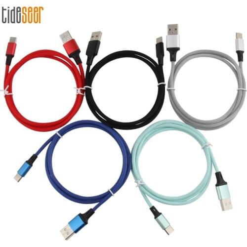 100pcs 3ft 6ft 10ft 8pin Type C Micro USB Cable Strong Fabric Nylon Braided Data Sync Charger Cord for Iphone Android Phones