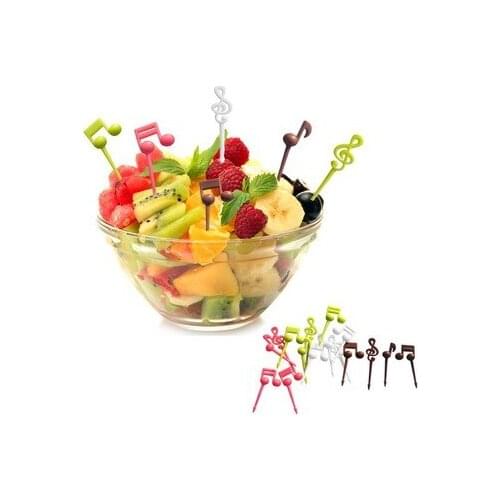 16Pcs/Set Cute Musical Note Fruit Fork Eco Friendly Plastic Easy Decoration Kitchen Bar Kids Dessert Forks Tablewar
