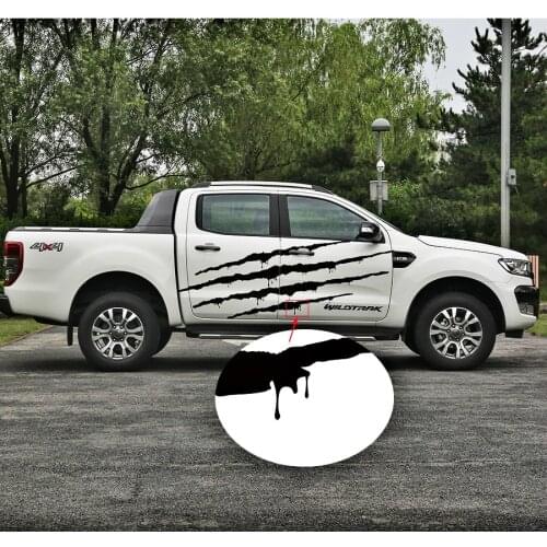 2Pcs Claw Scratches and blood body side graphic vinyl car sticker for ford ranger2012 -2014 2015-2019