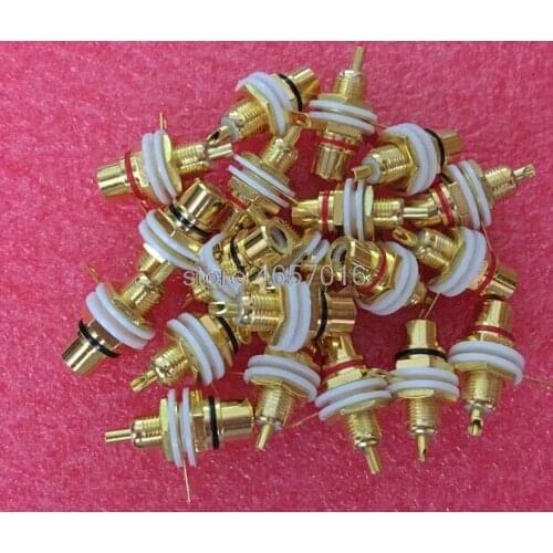 20pcs High quality Copper Gold Plated RCA Terminal Female Jack Panel Mount Chassis Socket Connector for Amplifier Speaker