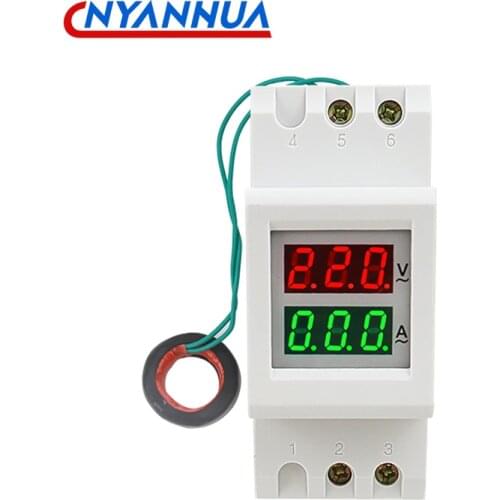 2P Din Rail Digital Dual LED Voltage Current Meter AC Voltmeter Ammeter AC 80.0-300.0V AC 200.0-450.0V