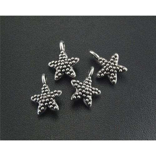 30pcs Silver Color Starfish Charm DIY Necklace Bracelet Bangle Findings 10x15mm A1505
