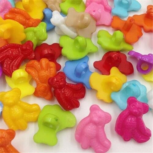 New 50/100pcs 15x13mm Bear Plastic Backhole Buttons Sewing Craft PT103