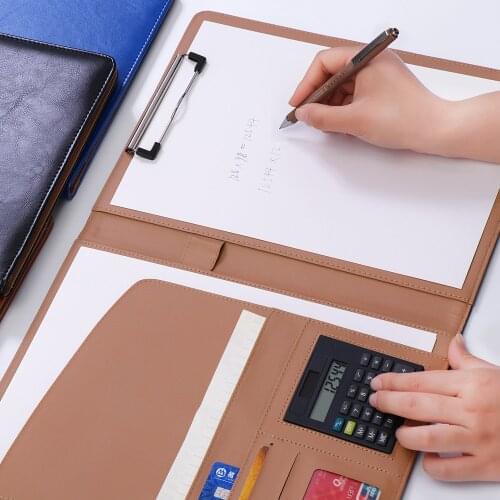 A4 Multifunctional Folder Business Manager With Calculator Notebook Leather Contract Book High-end Office Supplies Custom Logo