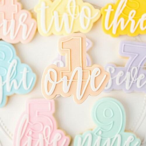 Acrylic Cookie Cutter Number 1-10 Press Stamp Embosser Moulds Happy Birthday Cake Cutter 1pair ​Fondant Mold Sugar Craft Cookies