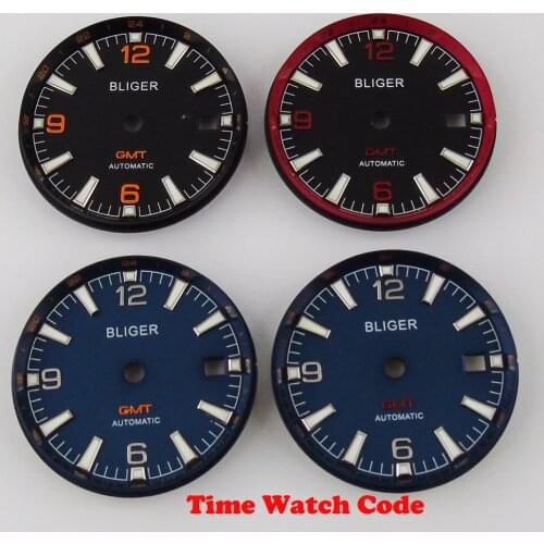 Bliger 31mm Watch Dial GMT with Date Window watch face Fit Mingzhu 3804 Movement