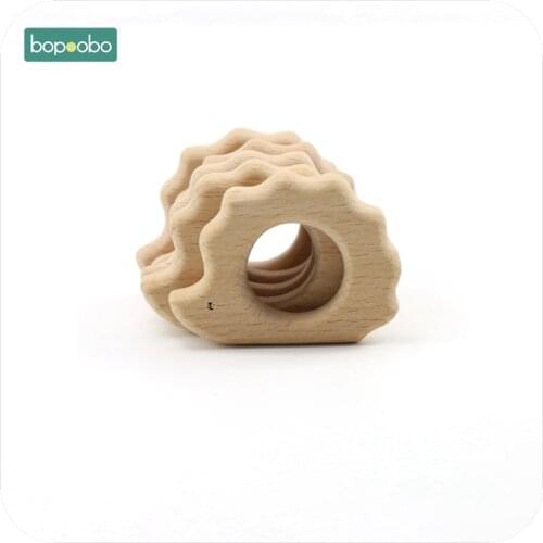 Bopoobo Baby Wooden Teether 1pc Chew Beech Wooden Hedgeho DIY Crafts Accessories Nursing Teething Bracelet Baby Teether