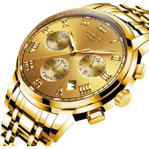 LIGE 9810 S Luxury Brand Full Steel Waterproof Sport Quartz Men Watch Fashion Date Clock Chronograph Wristwatches Male