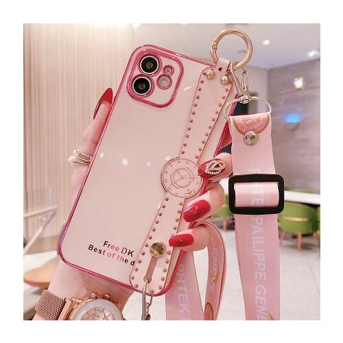Luxury Phone Case For iPhone 12 Pro 12 11 Pro Max XR XS X XS Max 7 8 Plus Soft TPU Phone Cover Ring Holder Hand Crossbody Strap