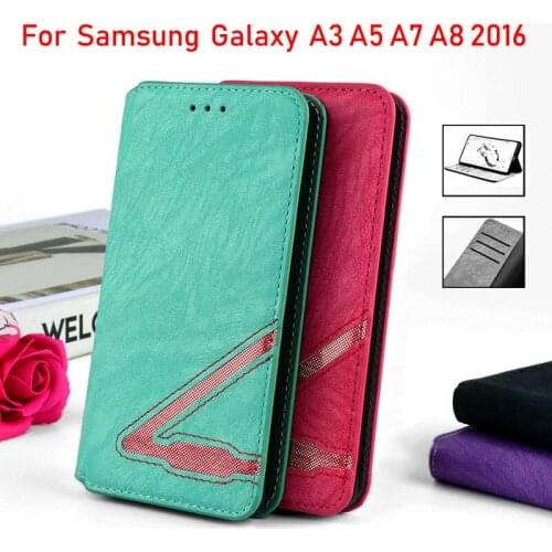 For Samsung Galaxy A3 A5 A7 A8 2016 case Luxury Fashion Flip cover bling Leather Without magnets Cases for A310F A510F funda